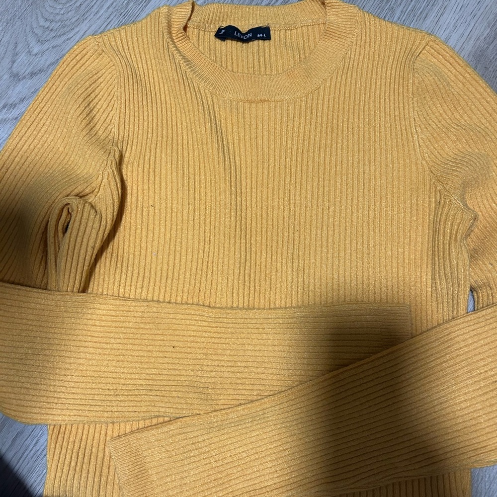 Yellow Ribbed Men's Sweater - Picture 3 of 4